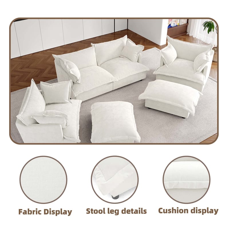 Double Layer Cushion Comfy Cloud Modular Sectional Sofa Set