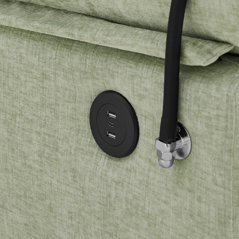 Double Recliner Chair with Adjustable Backrest, Storage Ottoman, USB Port & Phone Stand