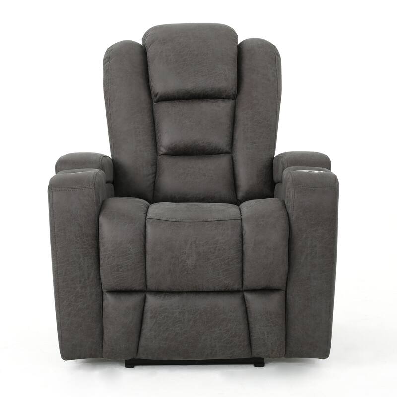 Large Power Recliner Chair with Arm Storage, Cup Holders and USB Port, Slate - Slate