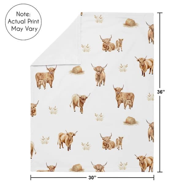 Sweet Jojo Designs Boho Highland Cow Boy, Girl, Gender Neutral Baby Receiving Security Swaddle Blanket - Farm Animal, Farmhouse