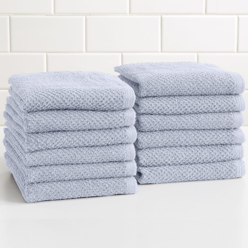 Luxurious Cotton Popcorn Textured Towel Set - Washcloths (12-Pack) - Periwinkle