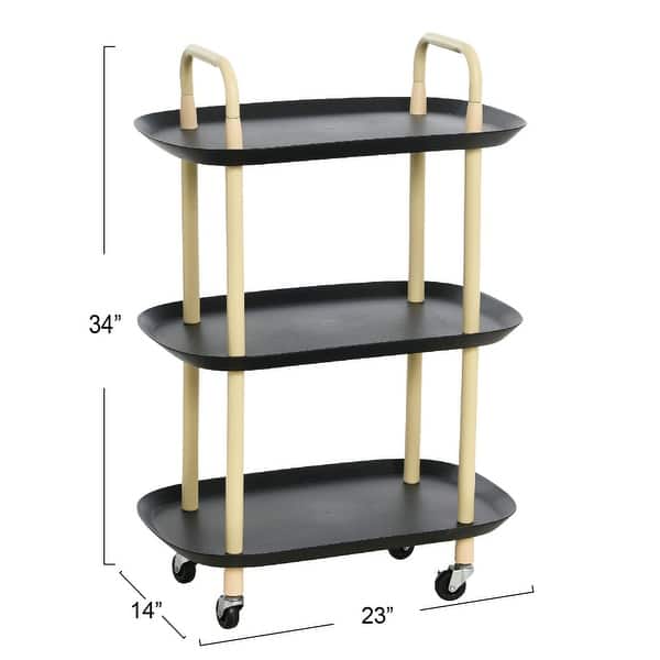 dimension image slide 0 of 4, Plastic and Metal 3-Tier Trolley