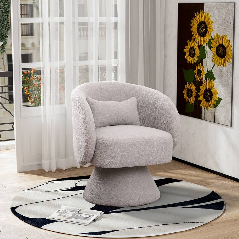 Ouyessir Teddy Sherpa Upholstered Swivel Cuddle Barrel Sofa Chairs