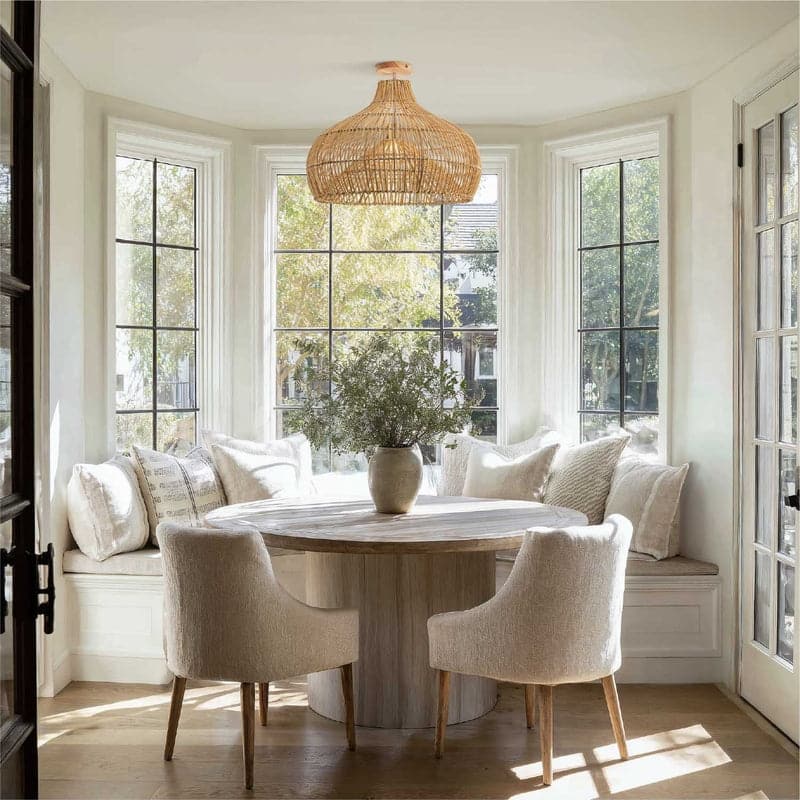 Oceania Rattan Flush Mount Rattan Natural Cone Handwoven Dimmable Ceiling Light for Bedroom or Hallway in Farmhouse, Boho Style