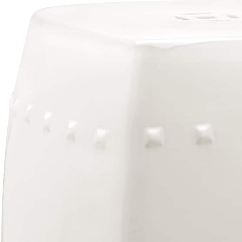 SAFAVIEH Siofra White Ceramic Decorative Garden Stool