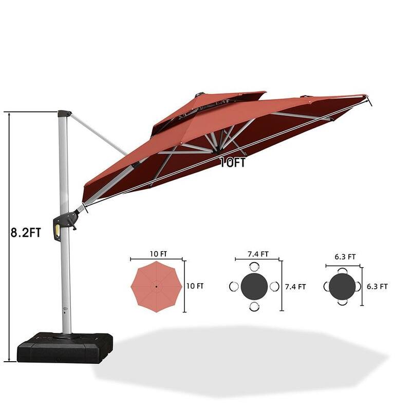 PURPLE LEAF 10 ft Double Top Round Windproof Offset Hanging Patio Umbrella