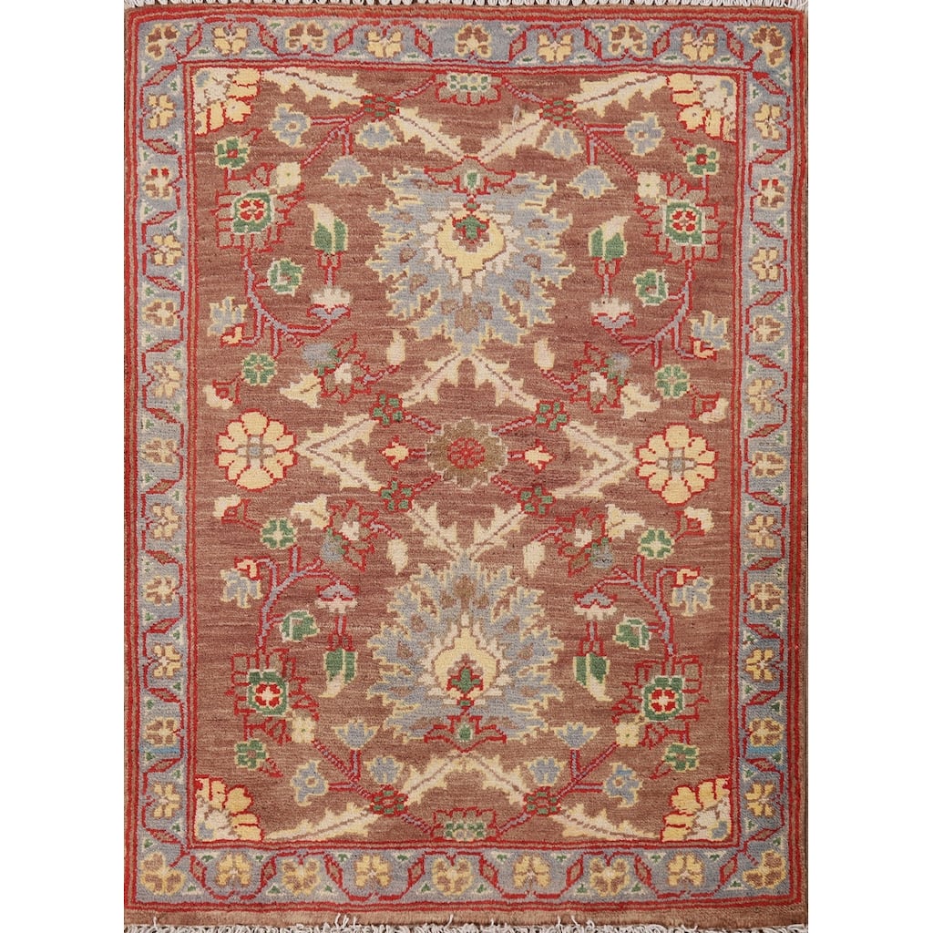 Brown Floral Kazak Oriental Foyer Rug Handmade Wool Carpet - 2'0"x 3'0"