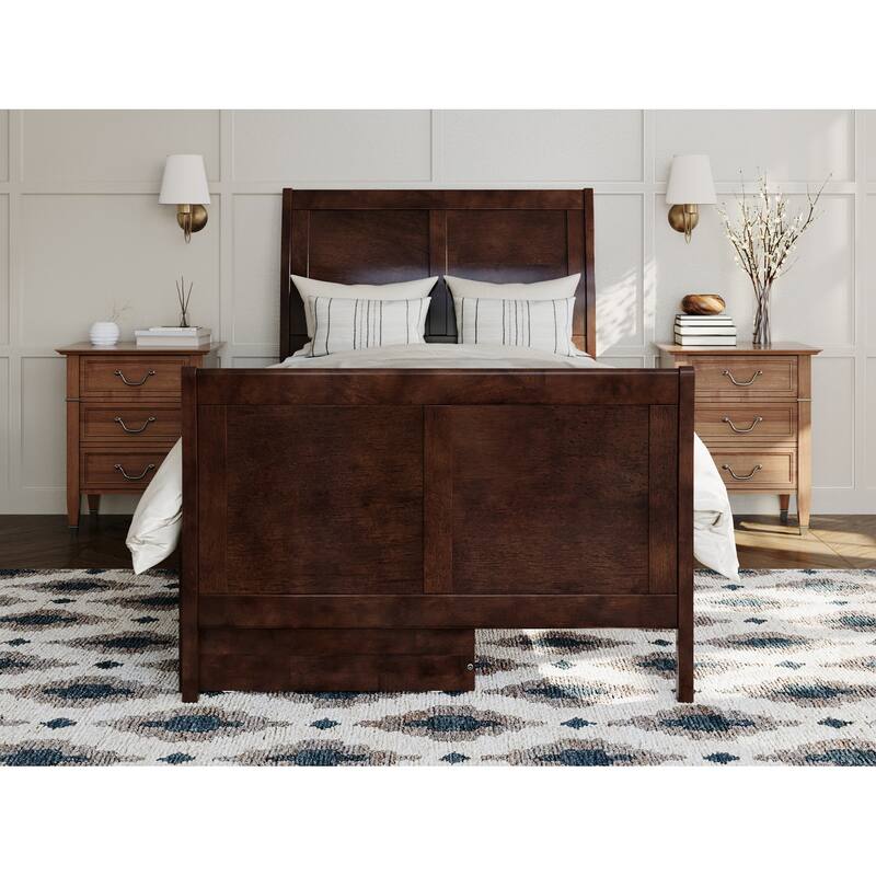 AFI Portland Solid Wood Platform Bed with Matching Footboard and Storage Drawers