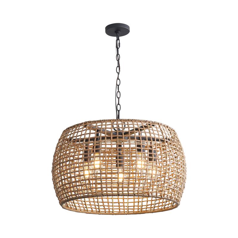Wry Lighting Weavelight 5-light Pendant in Natural Black
