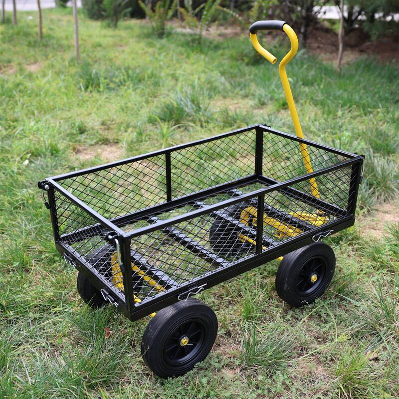 Anmytek Heavy Duty Steel Mesh Utility Wagon with Removable Sides 880 lbs Capacity Garden Cart