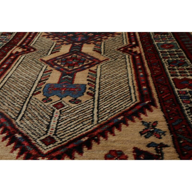 Antique Herati Traditional Geometric 2'11''x14'5'' Hand Knotted Wool Beige low pile Rug - 2' 11'' x 14' 5''