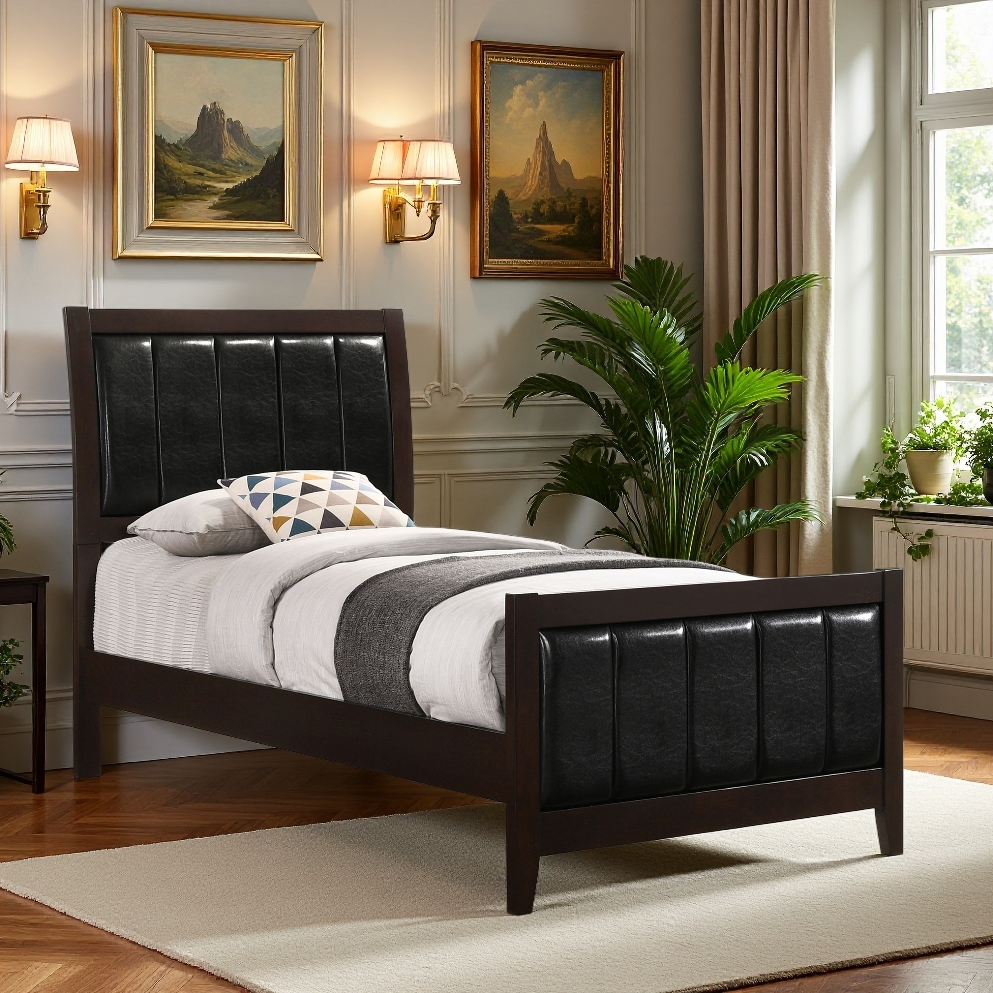 Wood Cappuccino Panel Bed