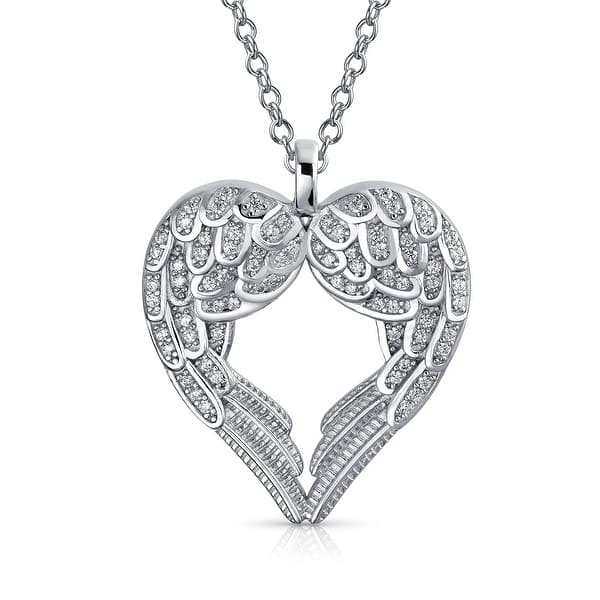 Shop Angel Wing Heart Cubic Zirconia 925 Sterling Silver Pendant