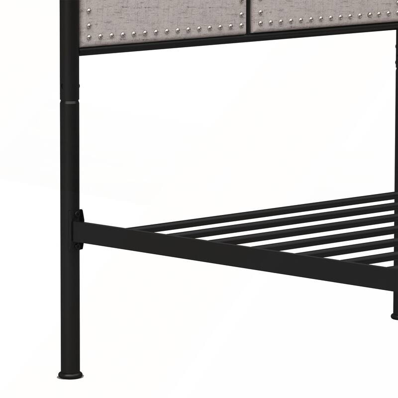 Twin Size Linen Upholstered Platform Metal Bed Frame