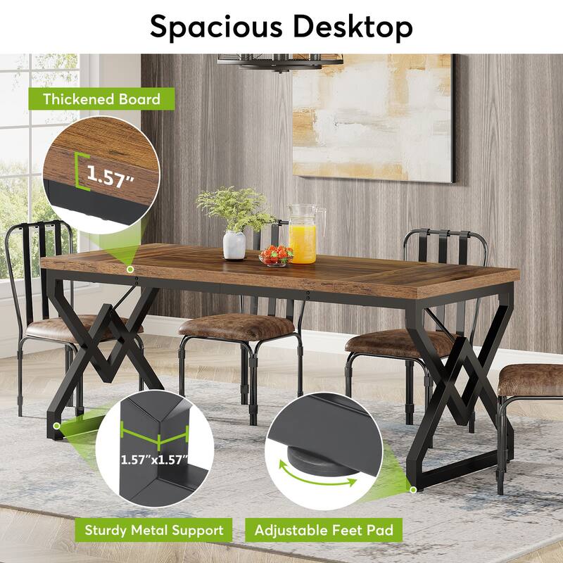 63-inch Executive Desk with Metal Frame, Modern Office Computer Desk for Home Office
