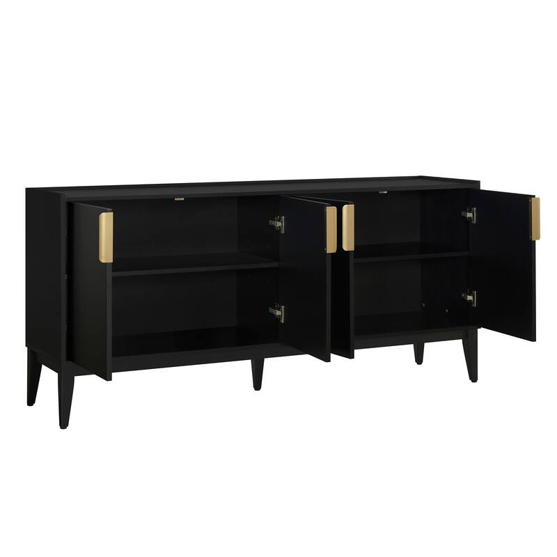 Luxurious MDF Storage Cabinet Sideboard with 4 Doors and Adjustable Shelves for Living Room or Hallway