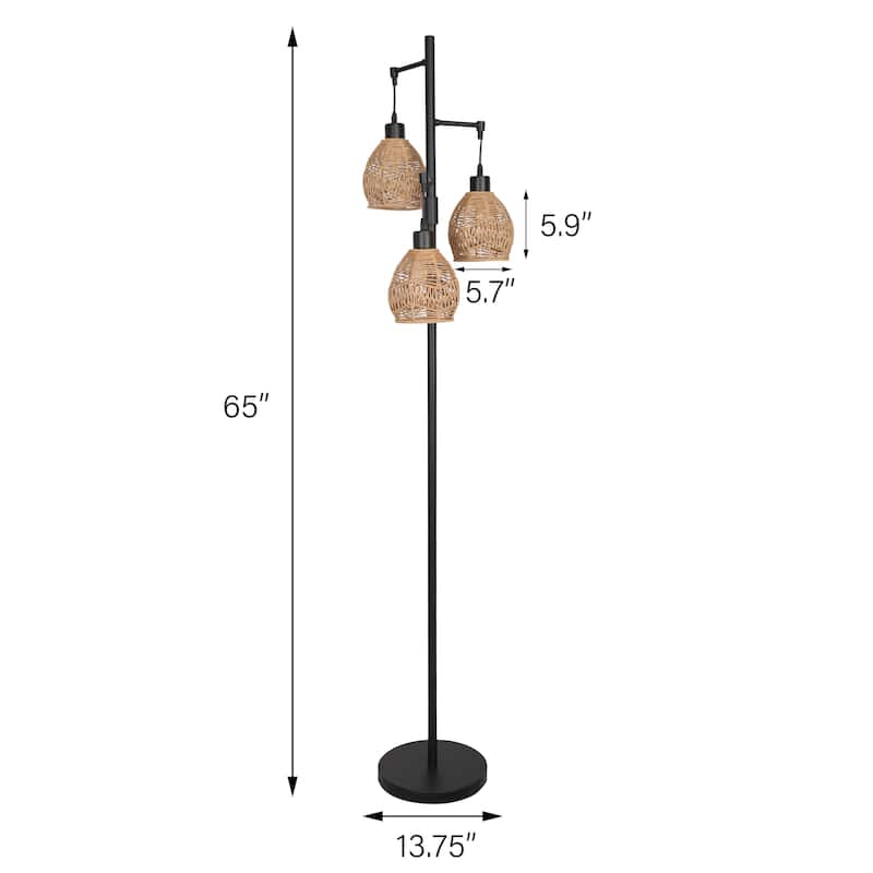 65'' Black Tree Floor Lamp for Bedroom