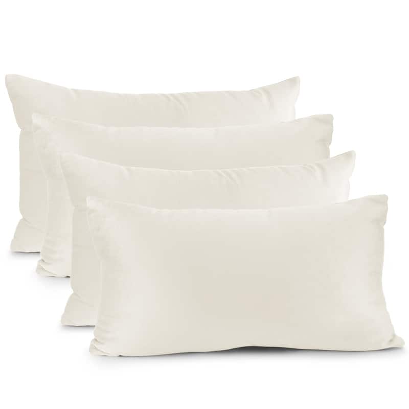 Nestl Solid Microfiber Soft Velvet Throw Pillow Cover (Set of 4) - 12" x 20" - Off-white