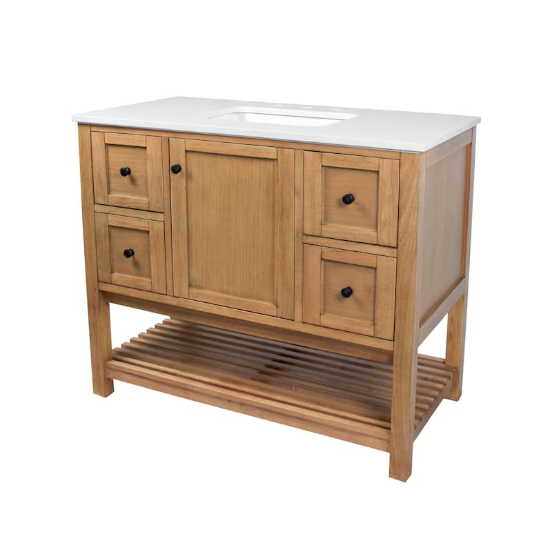 KitchenBathCollection Lakeshore 42" Bathroom Vanity with Engineered White Top