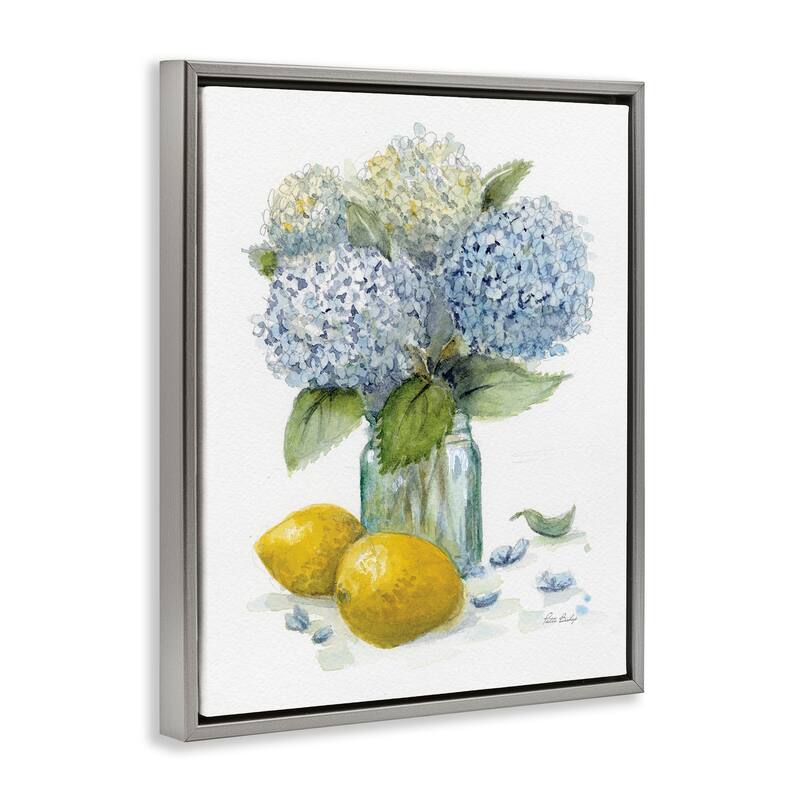 Stupell Hydrangeas & Lemons Vase Framed Floater Canvas Wall Art Design By Patti Bishop