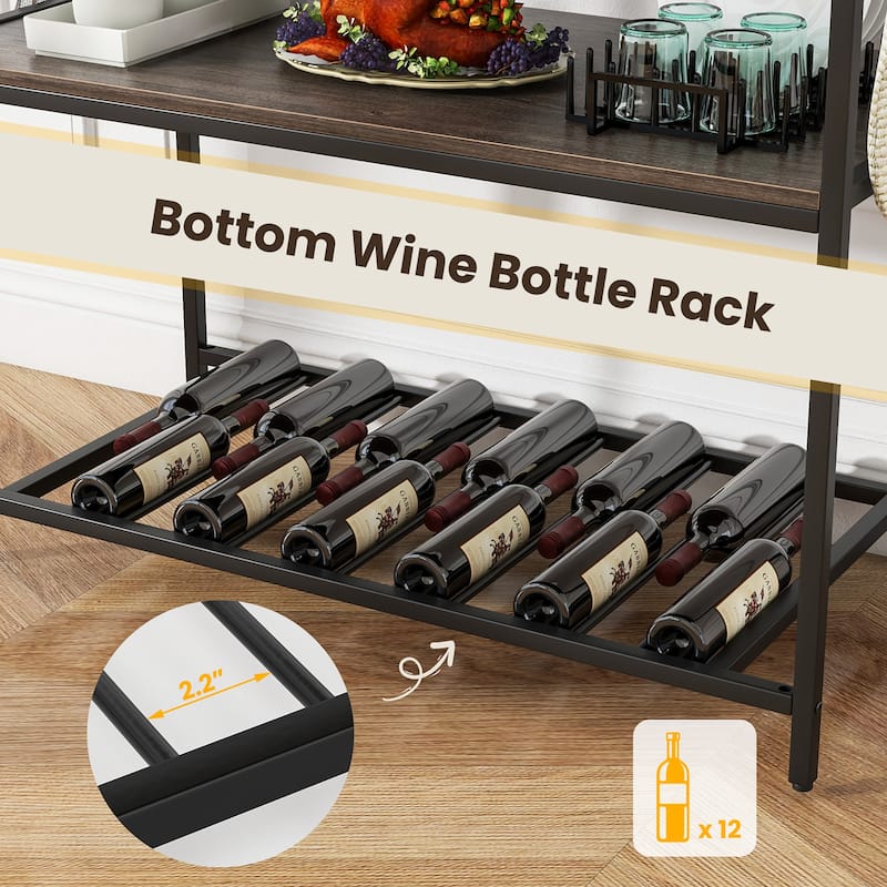 Gymax 3-Tier Kitchen Island Kitchen Shelf Wine Coffee Bar Prep Table