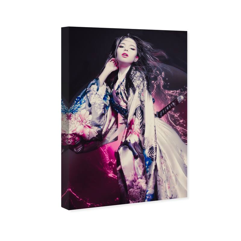 Wynwood Studio Canvas Fashion and Glam Flowered Glam Dress Purple and Dark Purple Glam Wall Art Canvas Print