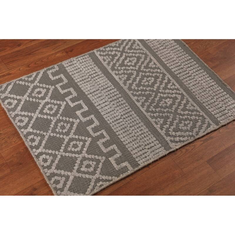 Geometric Moroccan Indian Accent Rug Handmade Foyer Wool Carpet - 2'0"x 3'0"