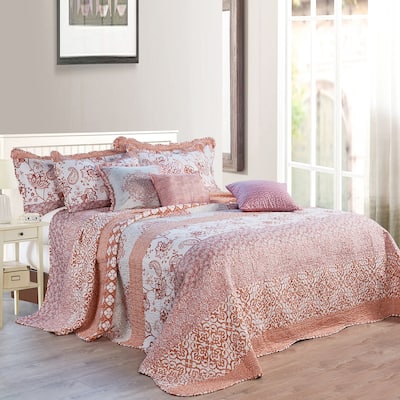 9-pc. Cal King Printed Striped Microfiber Blend Bed Coverlet Set