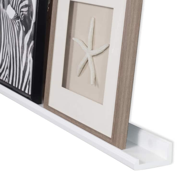 Wallniture Boston 46 Inch Floating Shelves, White Picture Ledge (Set of 2)
