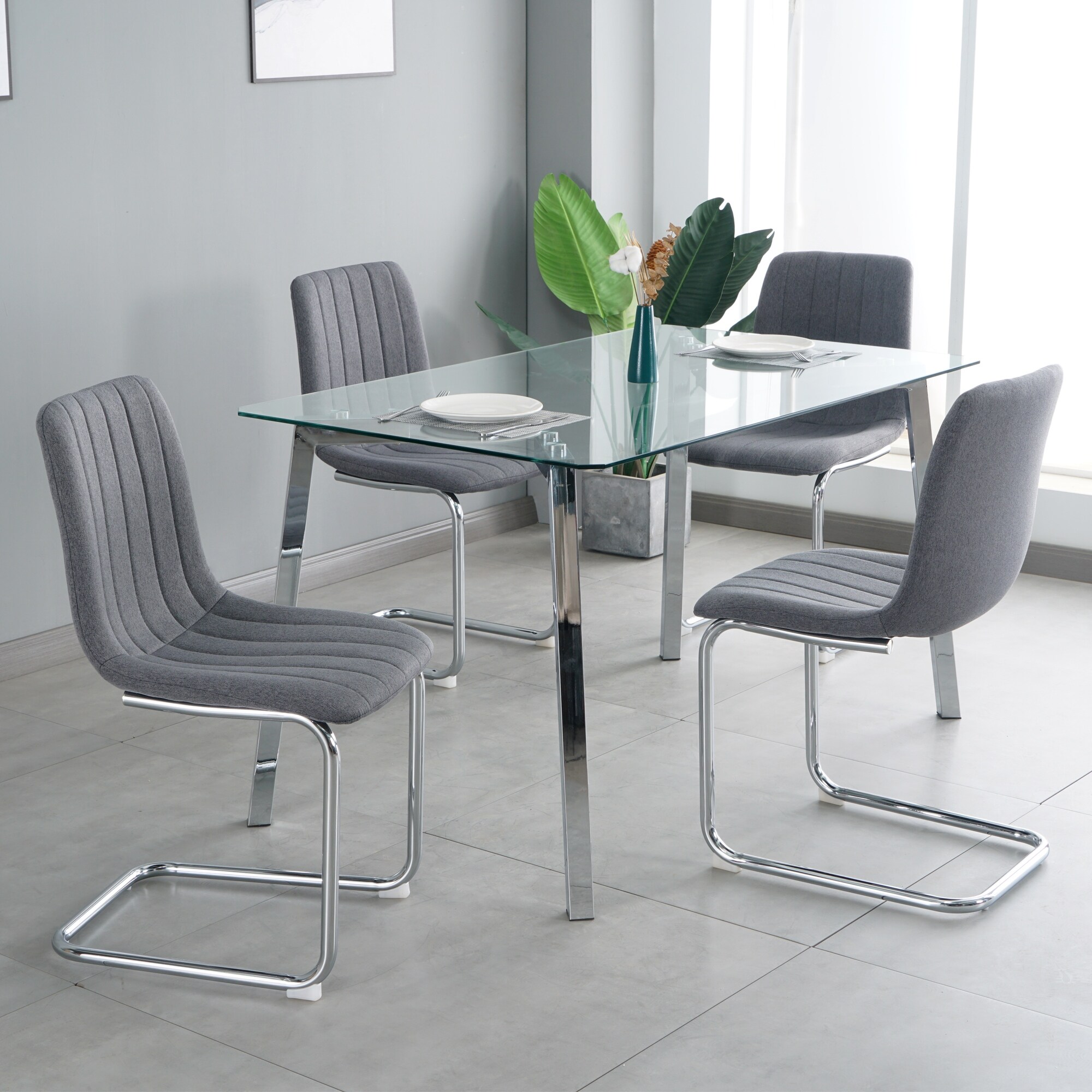 grey dressing table chair with silver legs Luxury Soft Velvet Button Make up Stool Widen Dressing Table Chair Backrest Seat