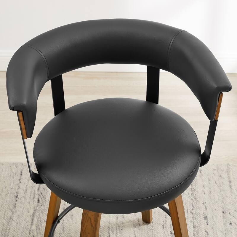 Art Leon Swivel Bar Stool Counter Height Chair with Wood Frame(set of 2)