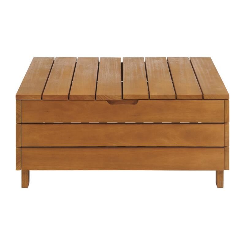 Barton Outdoor Eucalyptus Wood Coffee Table with Lift Top Storage Compartment - Brown - 31.9 in W x 31.9 in D 14.6 in H