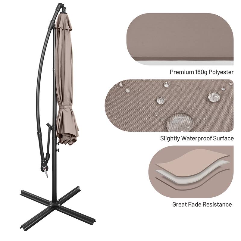 Costway 10 FT Patio Offset Umbrella w/8 Ribs Cross Base Tilt
