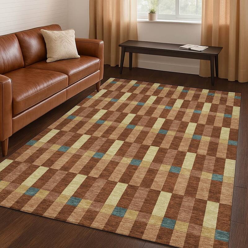 Machine Washable Indoor/ Outdoor Modern Chanute Chantille Rug