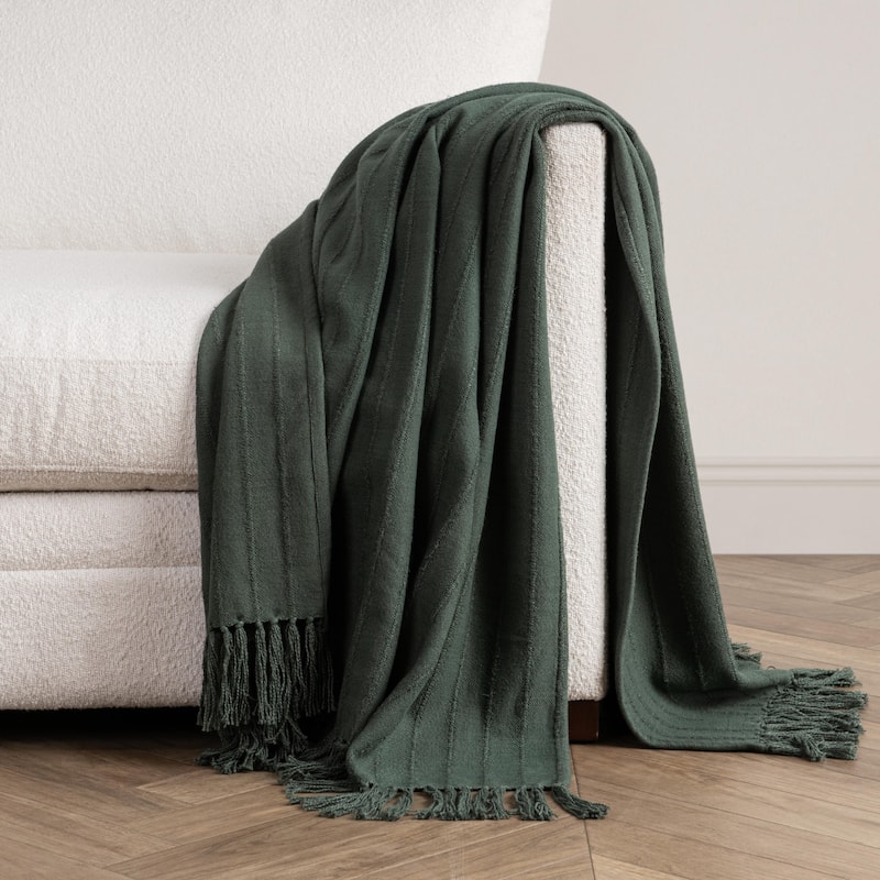 Hendri 50"x70" Throw Blanket, by Kosas Home - Green