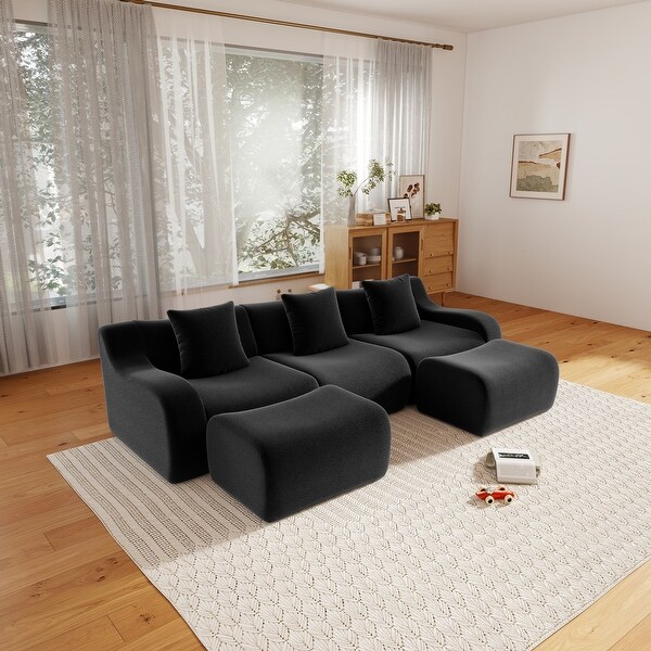 GDF Studio - Fairford U-Shaped 3-Seat Modular Sofa With Curved