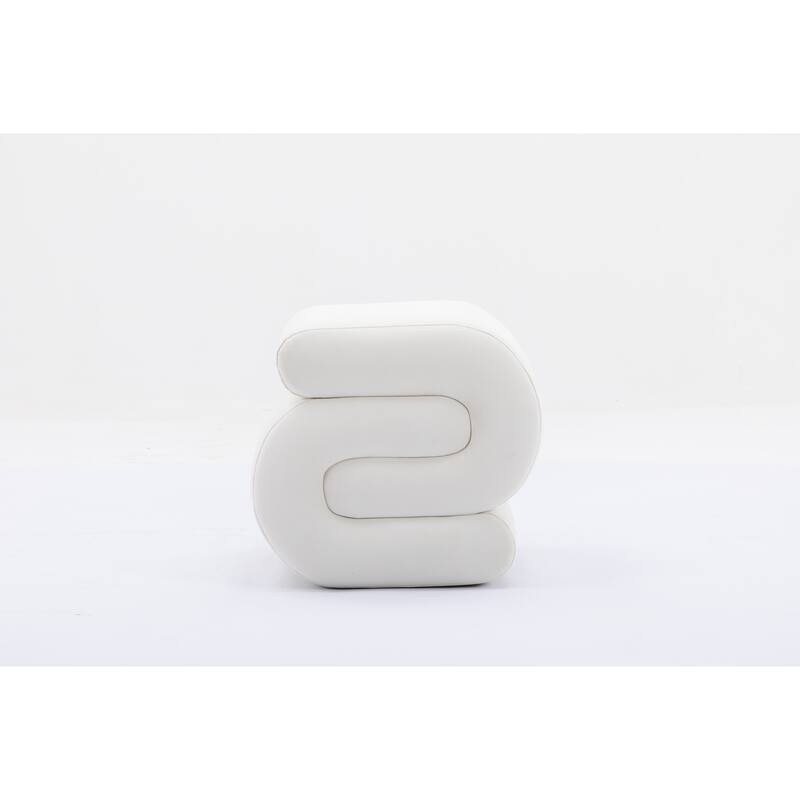 Modern S-shape Fabric Ottoman Makeup Stool Footstool