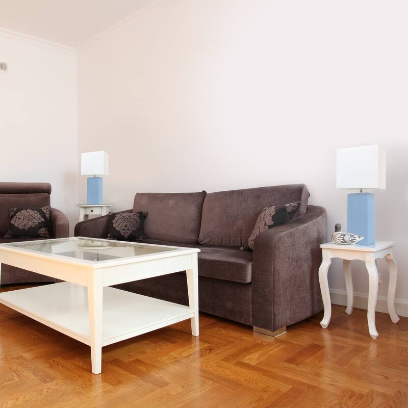 21 in. Periwinkle Finish Table Lamp with White Shade, Sturdy Table Lamp for Living Rooms and Bedrooms, Set of 2