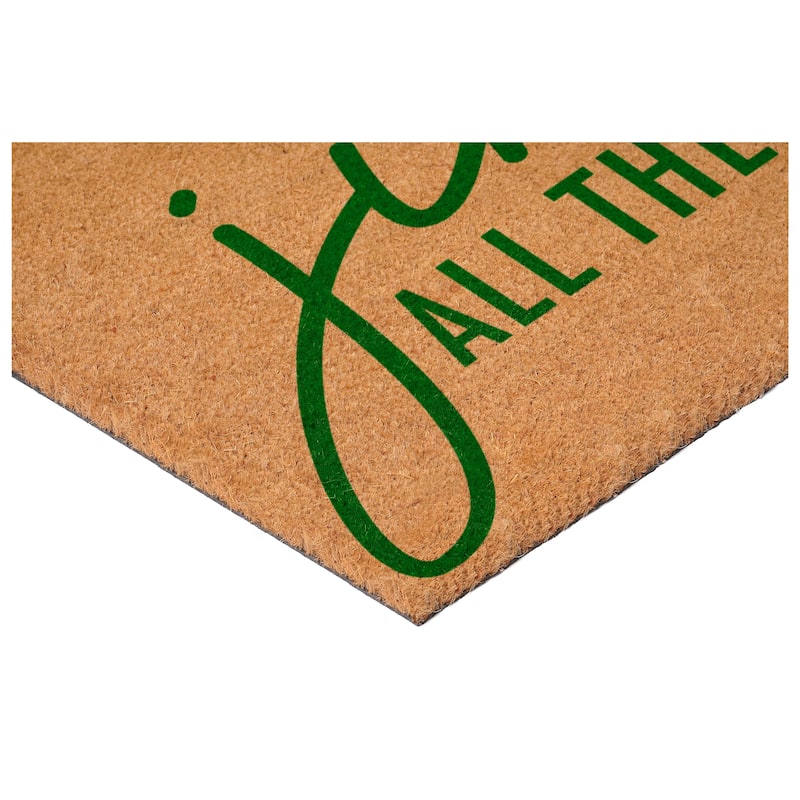HomeRoots 24" X 36" Brown And Green Christmas Outdoor Coir Door Mat - 24.00' X '36.00