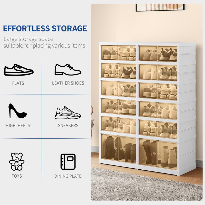 Multifunctional 24 Pairs of Shoes Stackable Shoe Storage Box - 24 Pairs