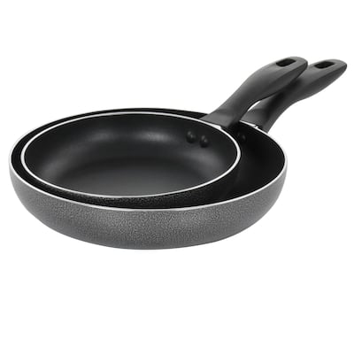 Oster Clairborne 2 Piece Nonstick Aluminum Frying Pan Set in Charcoal