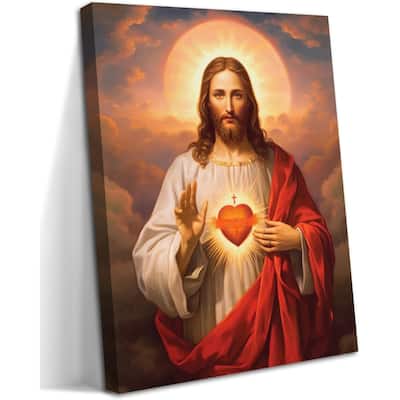 Jesus Sacred Heart Christian Wall Art, Divine Mercy Canvas Paintings