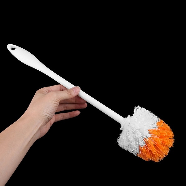 Toilet Bowl Brush with Orange Plastic Bristles