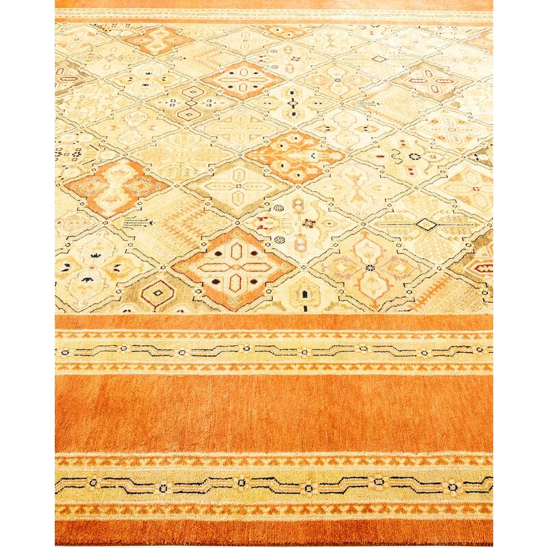 Overton Handknotted Wool Contemporary Floral Brown Area Rug - 8' x 10'