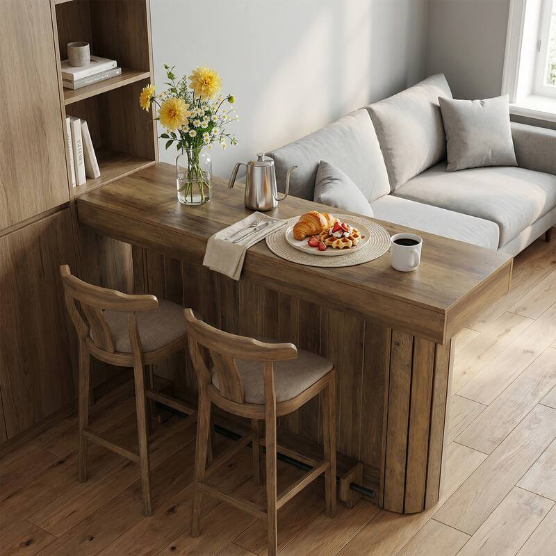 3-Tier Bar Table, 63-Inch Home Bar Unit, Pub Table with Storage Shelves for Living Room, Bistro, Dining Room