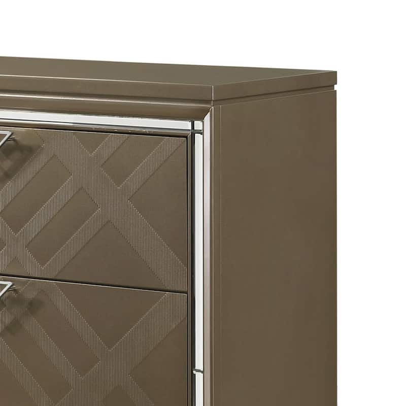 6 Drawer Wooden Dresser with Mirror Accent and Acrylic Legs, Taupe Brown