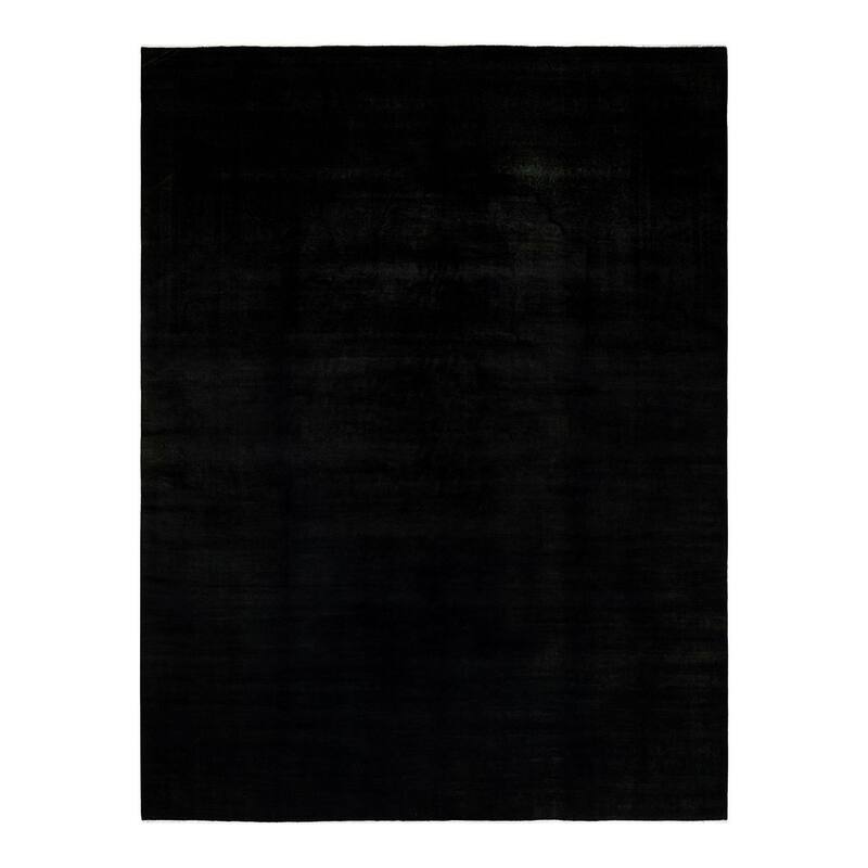 Overton Hand Knotted Wool Vintage Inspired Modern Contemporary Overdyed Black Area Rug - 10' 4" x 13' 9"