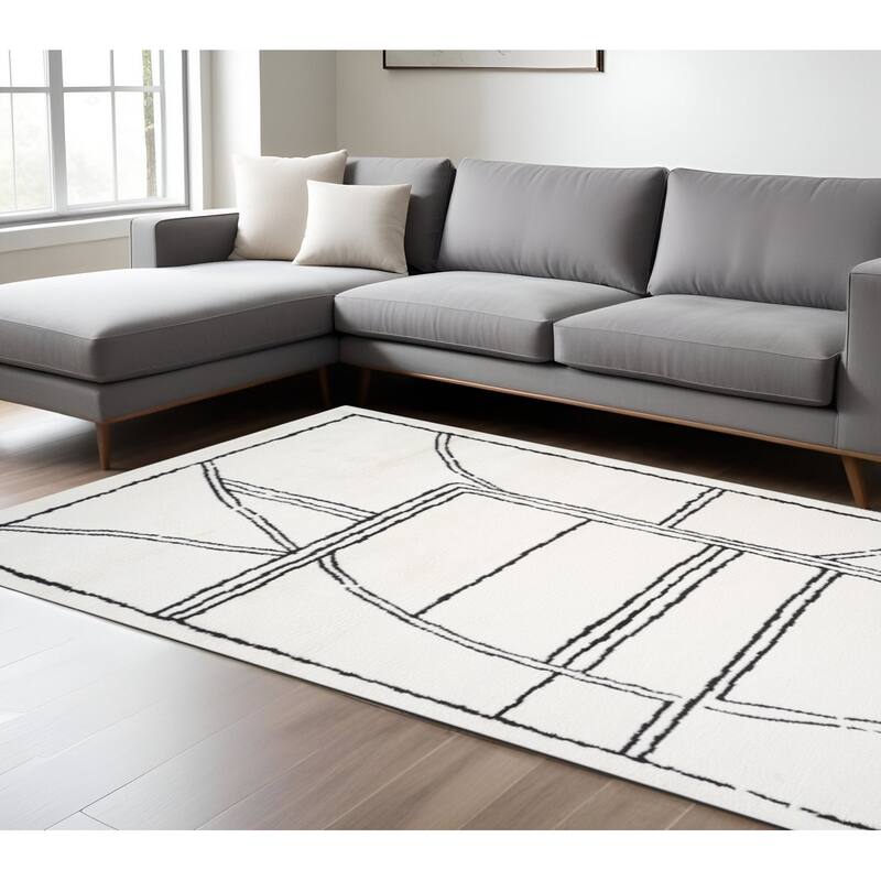 HomeRoots Geometric Rectangle Area Rug - 117.00 in. x 93.00 in.  x 0.60 in.