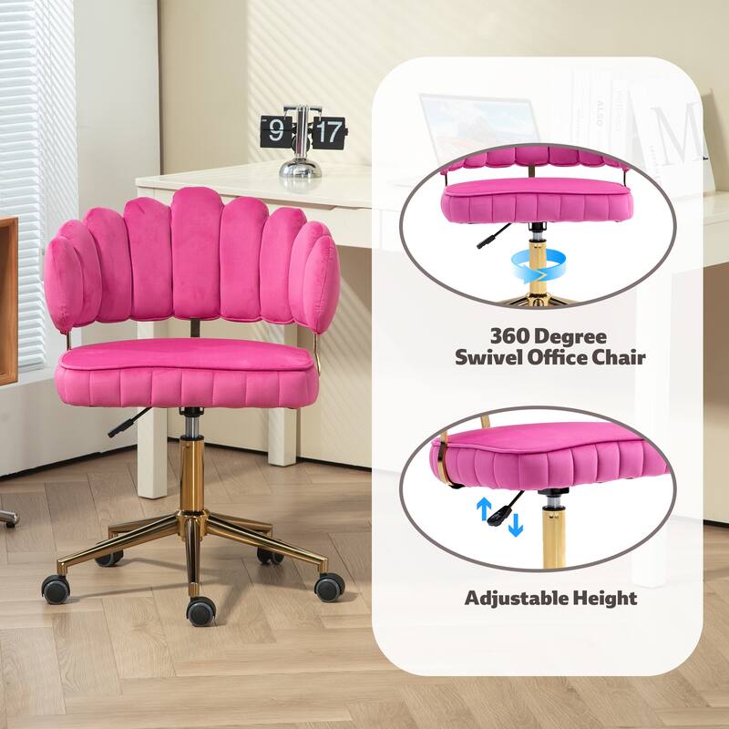 Roomfitters Velvet Swivel Home Office Desk Chair with Wheels, Height Adjustable Modern Task Chair for Study or Work