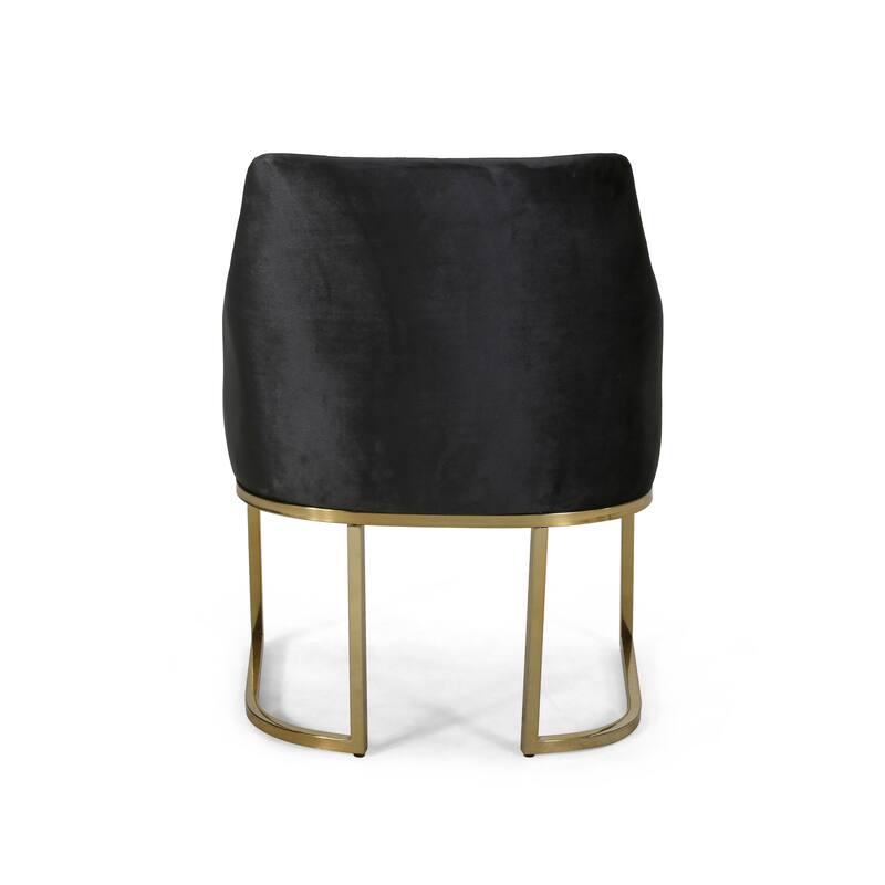 Roomfitters Velvet Upholstered Accent Chair, Modern Armchair with Tufted Backrest and Gold Metal Frame